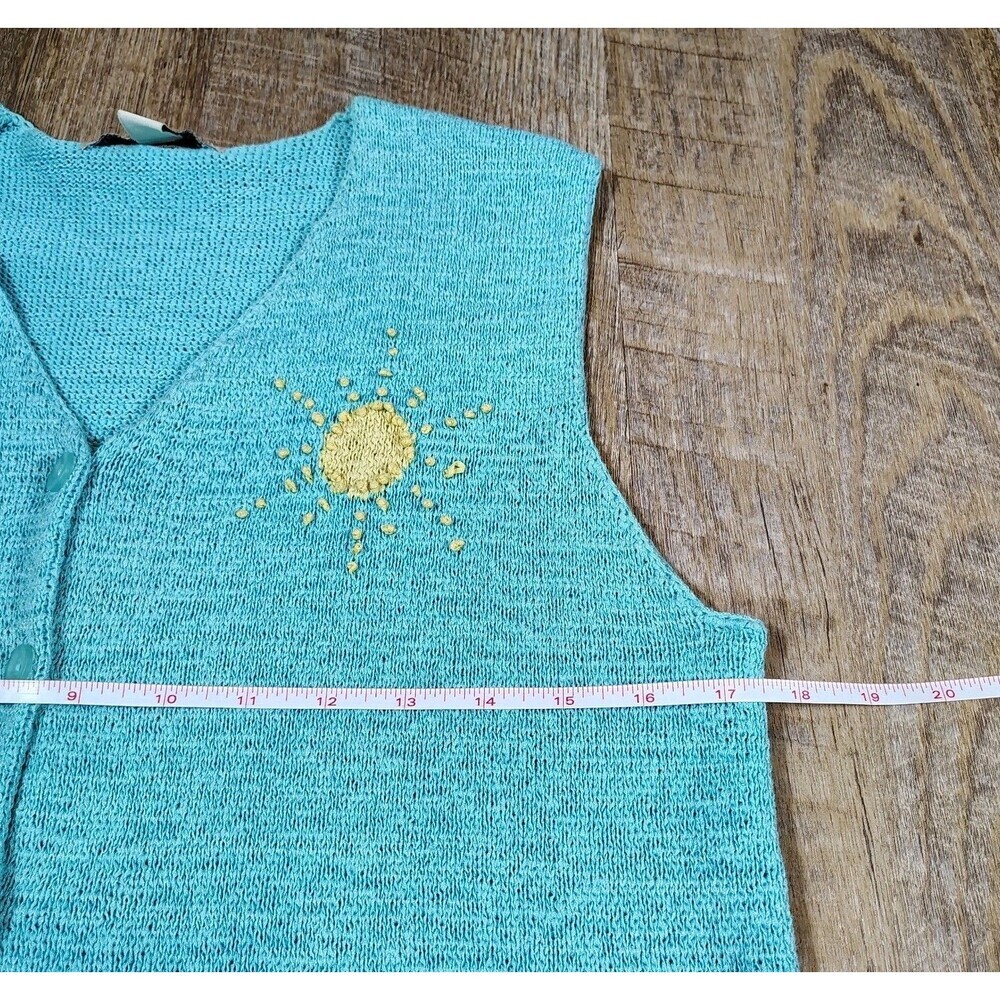 Vintage 90s Flamingo Palm Tree Knit Sweater Vest Womens Size M Tropical Beach - Picture 7 of 9